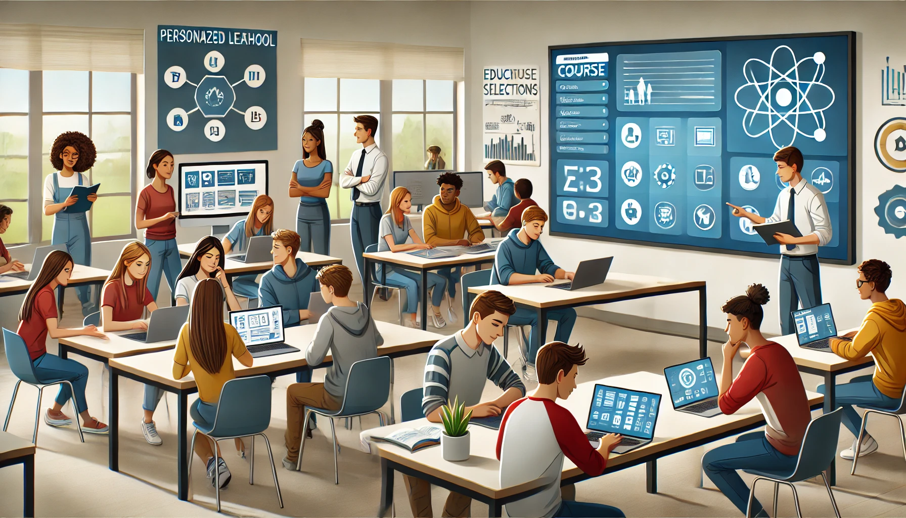 고교학점제 시대에 교육격차를 해소하기 위해 다양한 학습환경을 조성하는 이미지