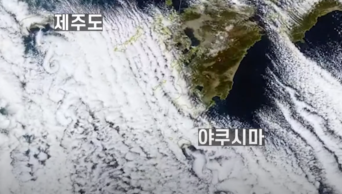 제주도-야쿠시마-동시에-발생된-카르만와류-위성사진-모습