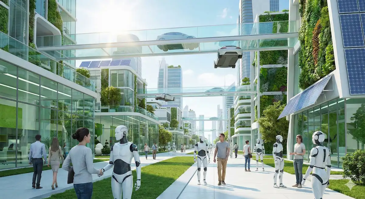 인간과 로봇이 공존하는 미래 스마트 시티