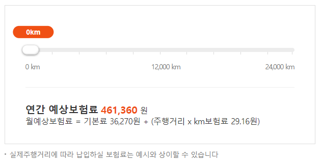 캐롯 퍼마일 자동차 보험 주행0km 보험료