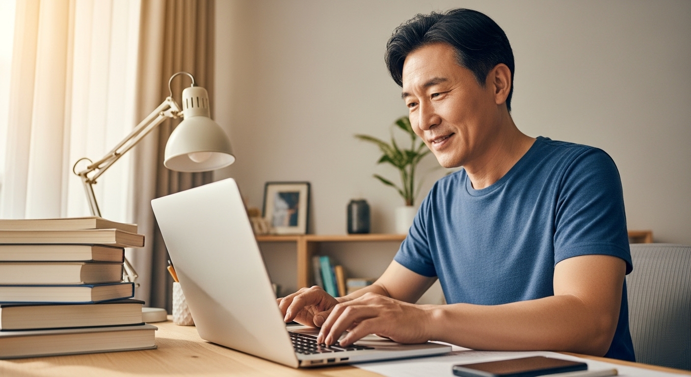 50대 남성 블로거가 GPT로 글 작성 중