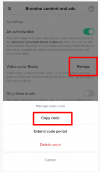 틱톡 스파크 애즈(Spark Ads) 게시물 코드 생성 방법