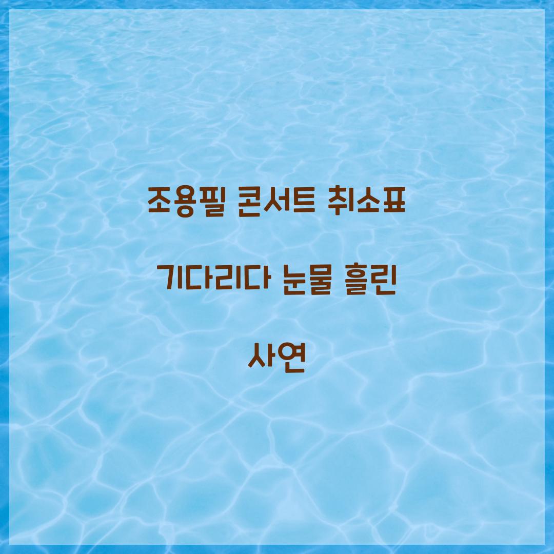 조용필 콘서트 취소표 기다리다 눈물 흘린 사연