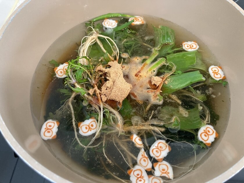 노지냉이 손질해 먹는법 - 너구리 라면 순한맛