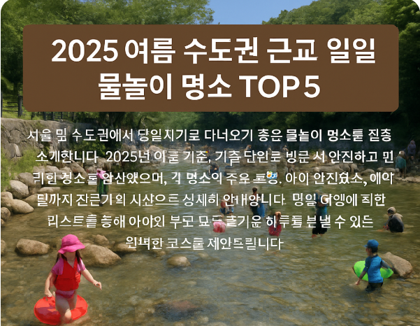 아이 동반 수도권 근교 일일 물놀이 명소 베스트 5