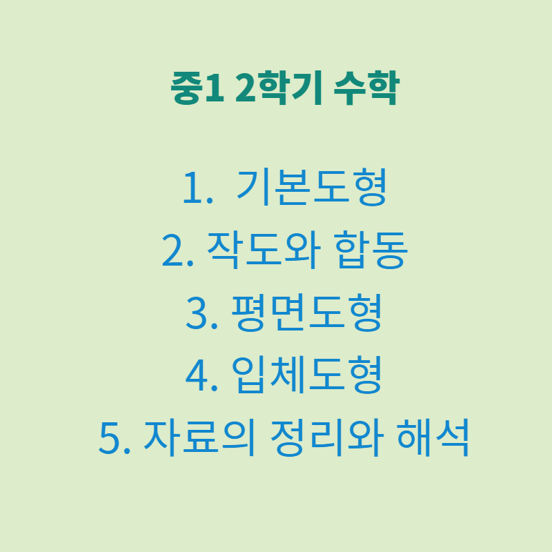 중1 수학 목차 2학기