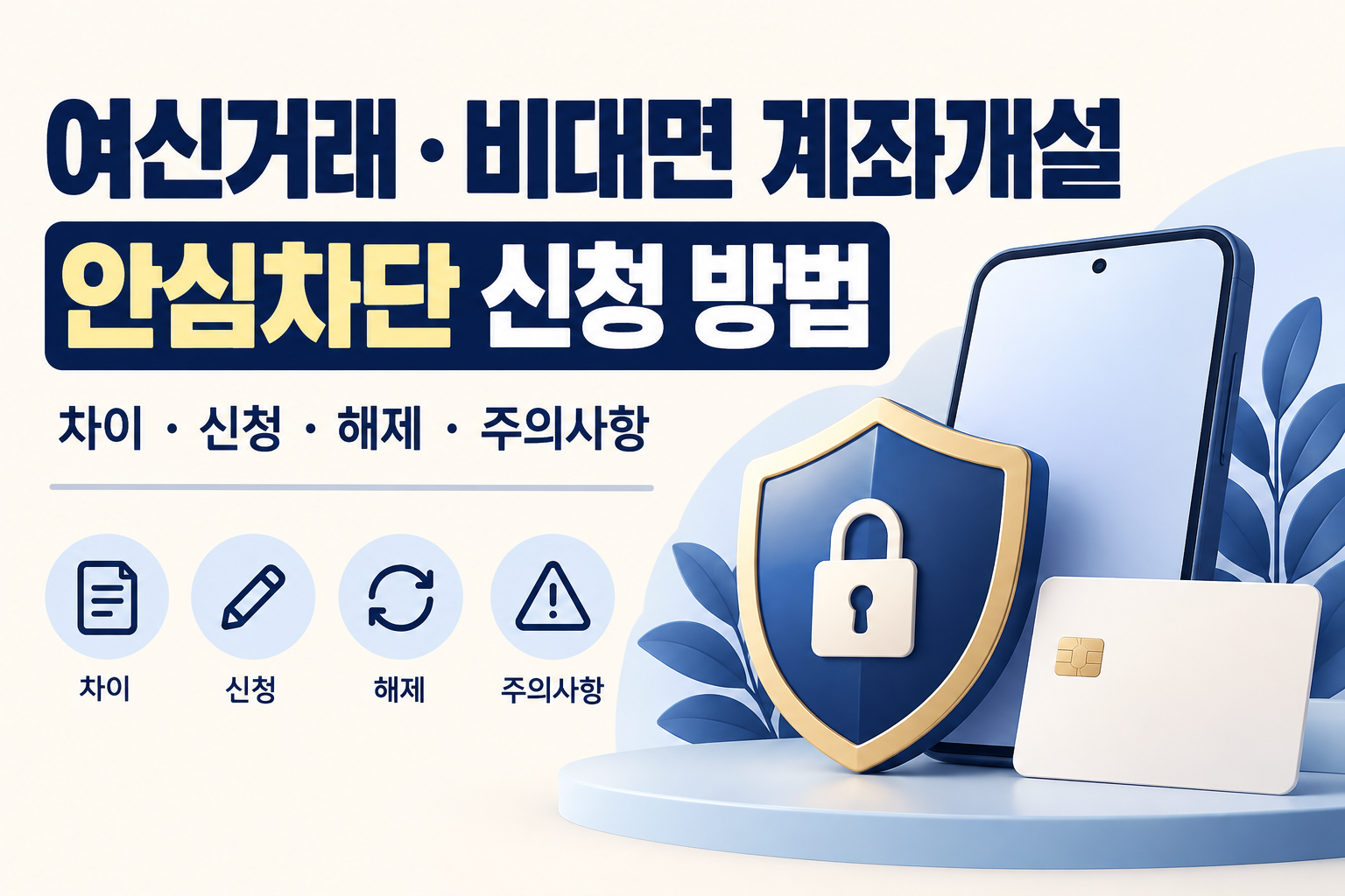 여신거래&middot;비대면 계좌개설 안심차단 신청 방법 - 차이&middot;해제&middot;주의사항