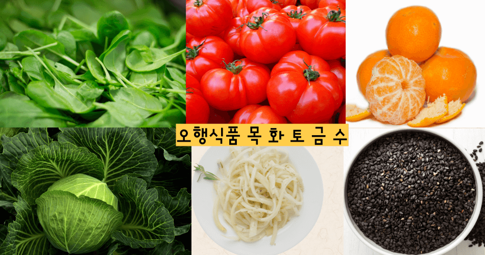 오행식품, 목 화 토 금 수