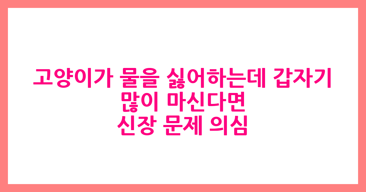 고양이가 물을 싫어하는데 갑자기 많이 마신다면? 신장 문제 의심