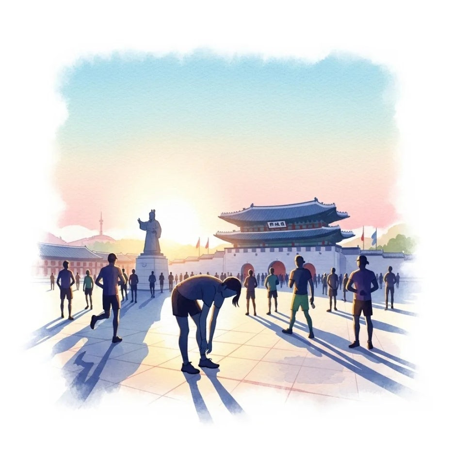 광화문 광장에서 시작되는 마라톤 대회 풍경