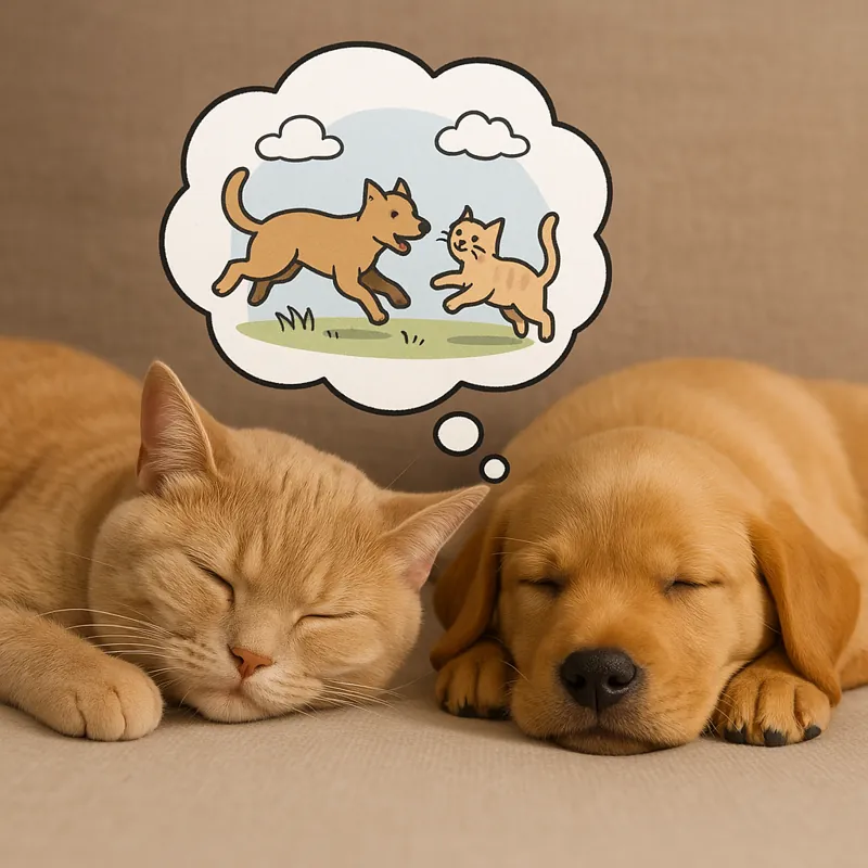 반려동물이-꿈을-꾸는-모습을-상상한-이미지로-고양이와-강아지가-나란히-잠든-채-꿈속에서-함께-노는-모습