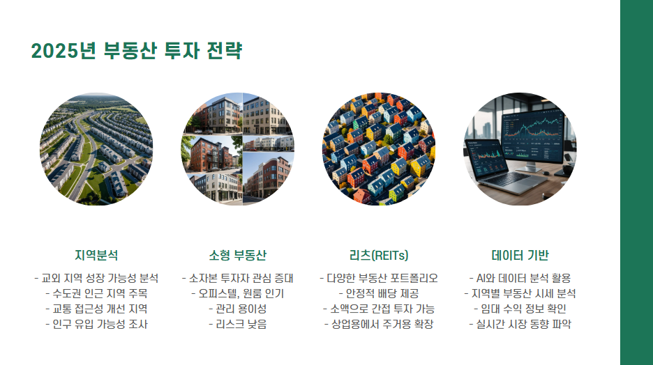 부동산 투자 전략, 지역분석, 소형 부동산, 리츠, 데이터 기반