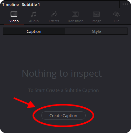 Video - Caption 영역에서 Create Caption 버튼 클릭
