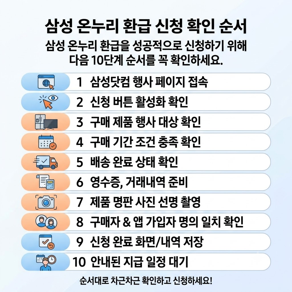 삼성 온누리 환급 신청 확인 순서