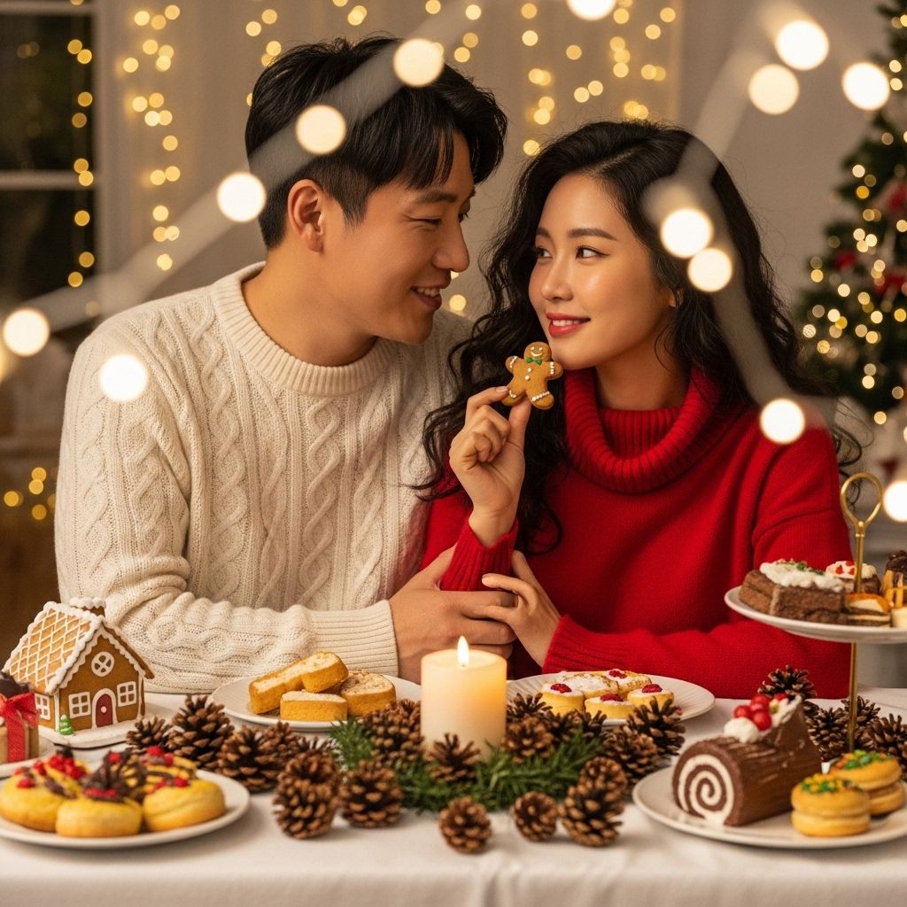 서울윈터페스타 청계천&amp;#44; 연인들이 서로 기대 앉아 있다.