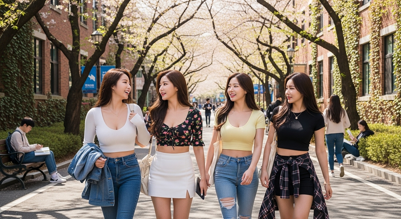 캠퍼스를 걷는 여자들