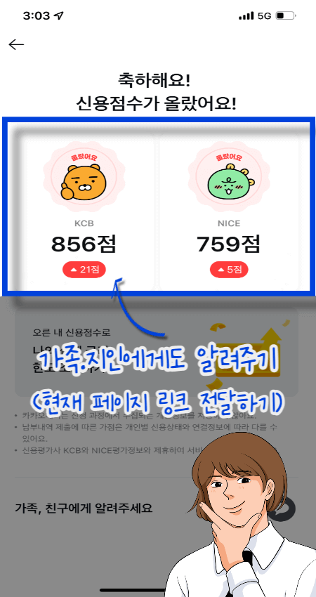 신용점수 올른 결과