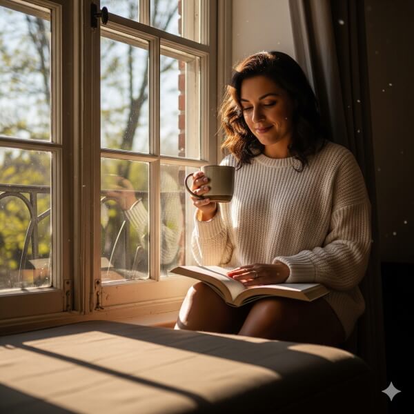 창가 앞에서 햇살 받는 사람/gemini