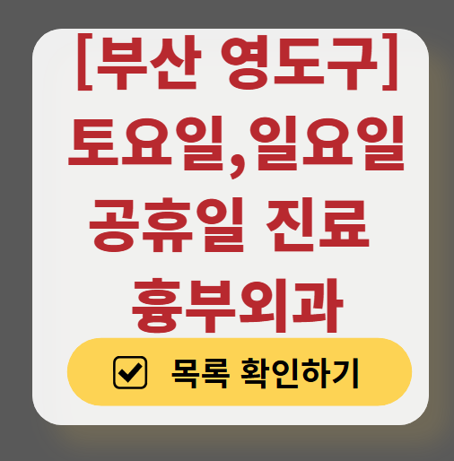 부산 영도구 주말 토요일 일요일 흉부외과 진료 병원 목록 ❘ 공휴일 진료 영업 병원 리스트 찾기