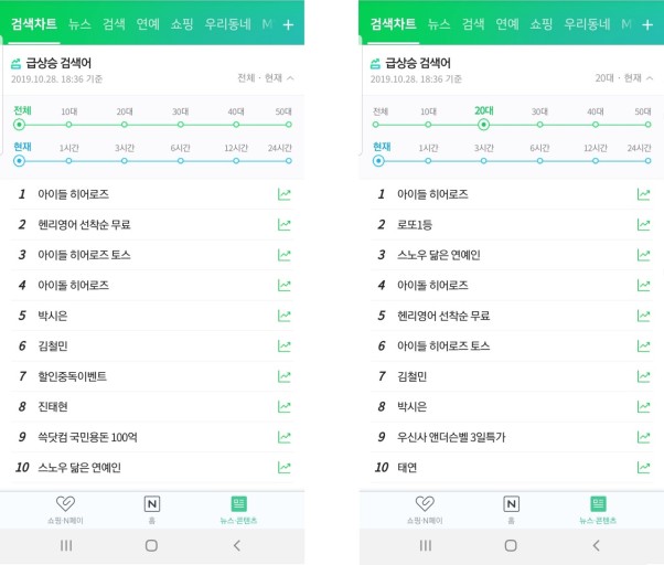 시그널 실시간검색어 찾기