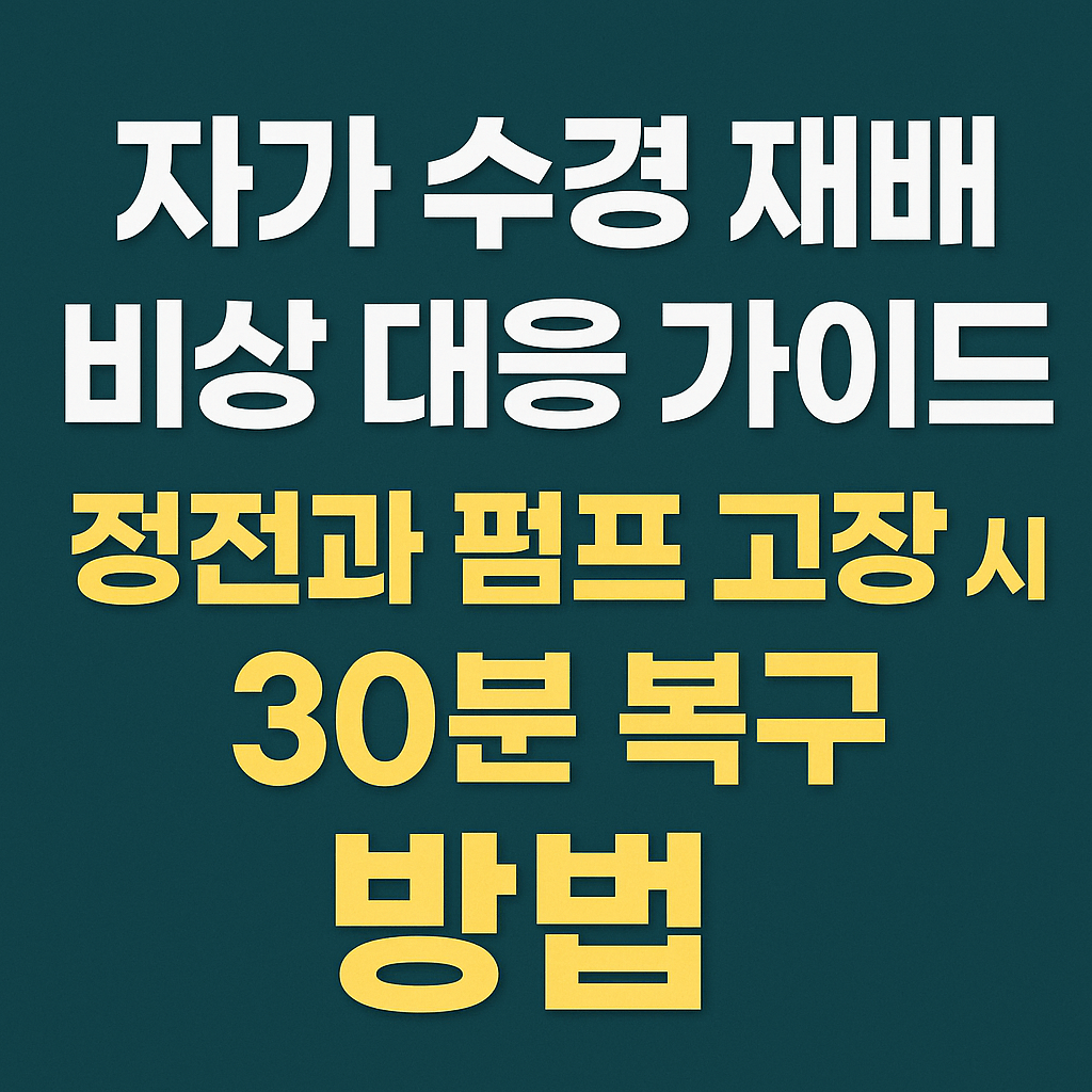 자가 수경 재배 비상 대응 가이드 : 정전과 펌프 고장 시 30분 복구 방법