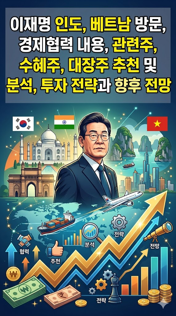 이재명 인도, 베트남 방문, 경제협력 내용, 관련주, 수혜주, 대장주 추천 및 분석, 투자 전략과 향후 전망