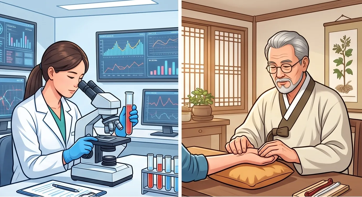 양방의 현미경 혈액 검사 분석과 한방의 맥진 진찰 비교