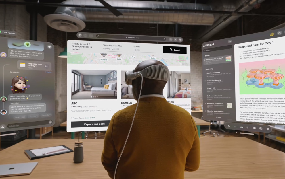 알트태그-비전프로 착용하고 작업 중