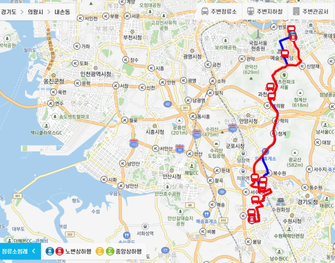 수원-심야버스-3003번-직행좌석버스-경유지-노선도