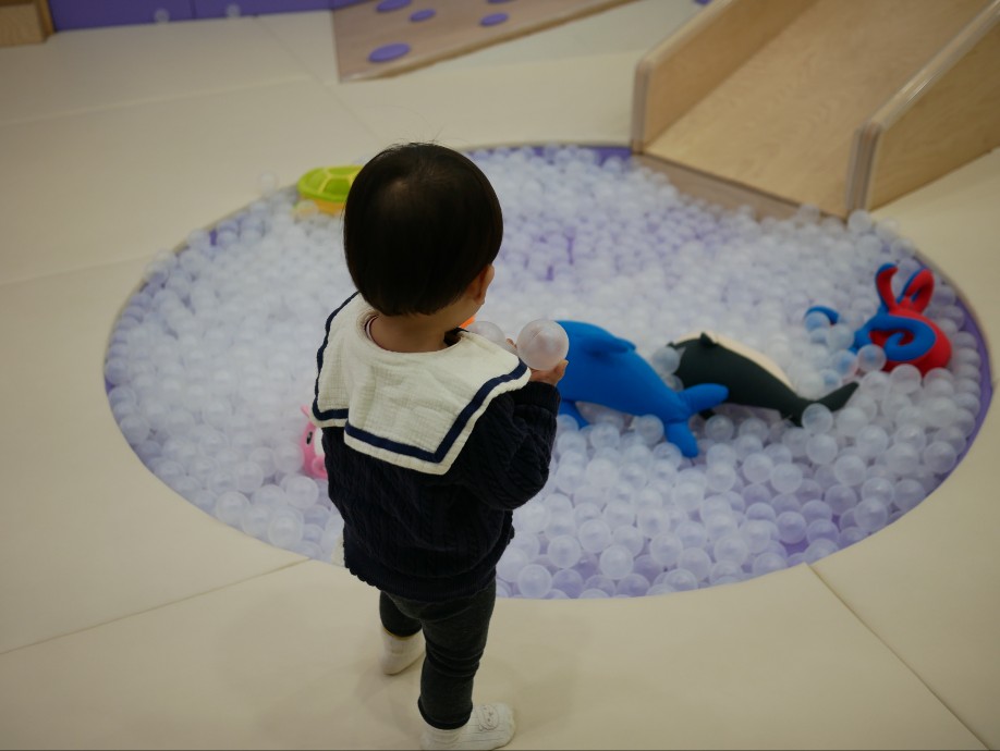 볼풀과 아기와 물고기 인형