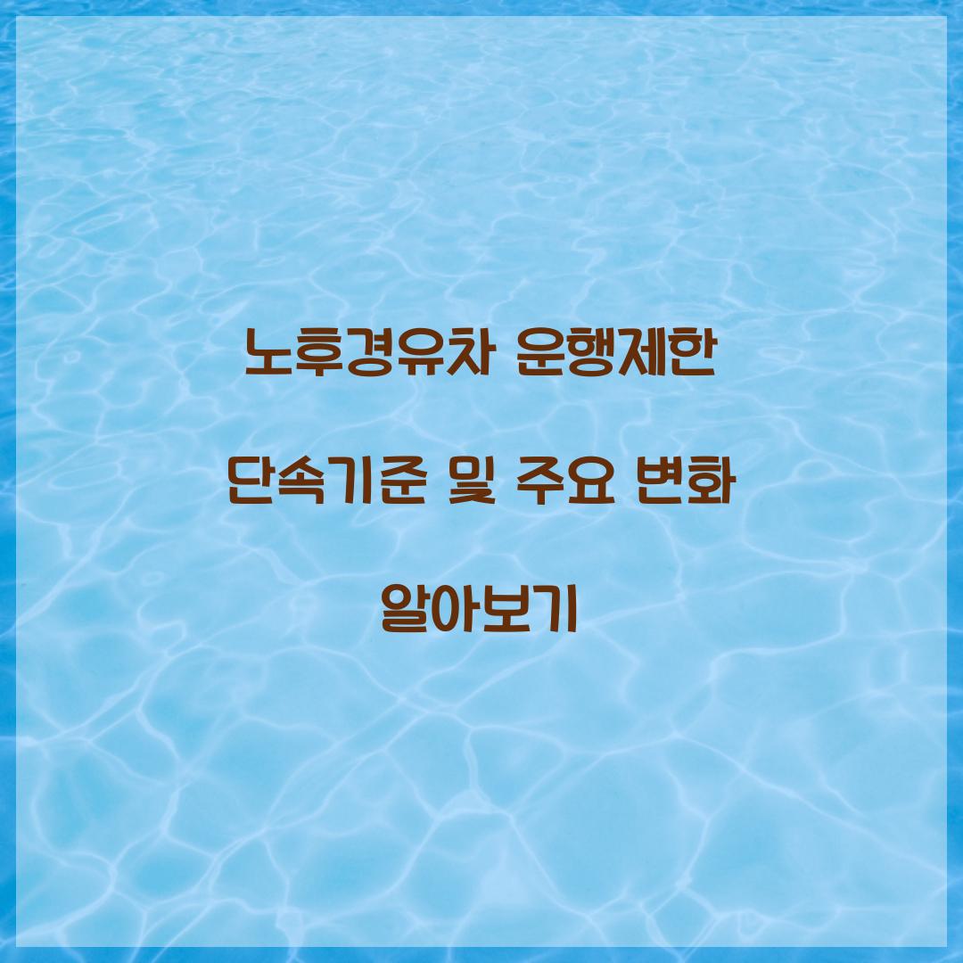 노후경유차 운행제한 단속기준