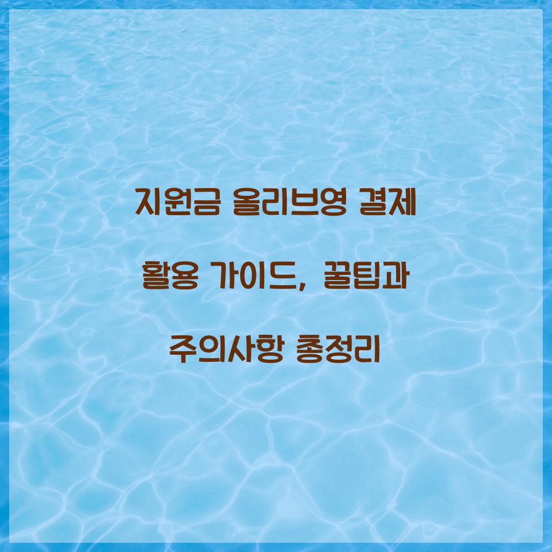 지원금 올리브영 결제