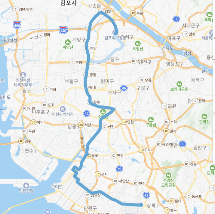 서울-시흥-안산-7002번-버스-노선-지도