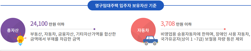 영구임대주택 입주자 보유 자산 기준