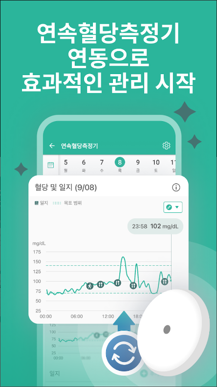 혈당과 당뇨병 관리 어플, 혈당, 혈압, 체중, 식단, 운동 기록하기