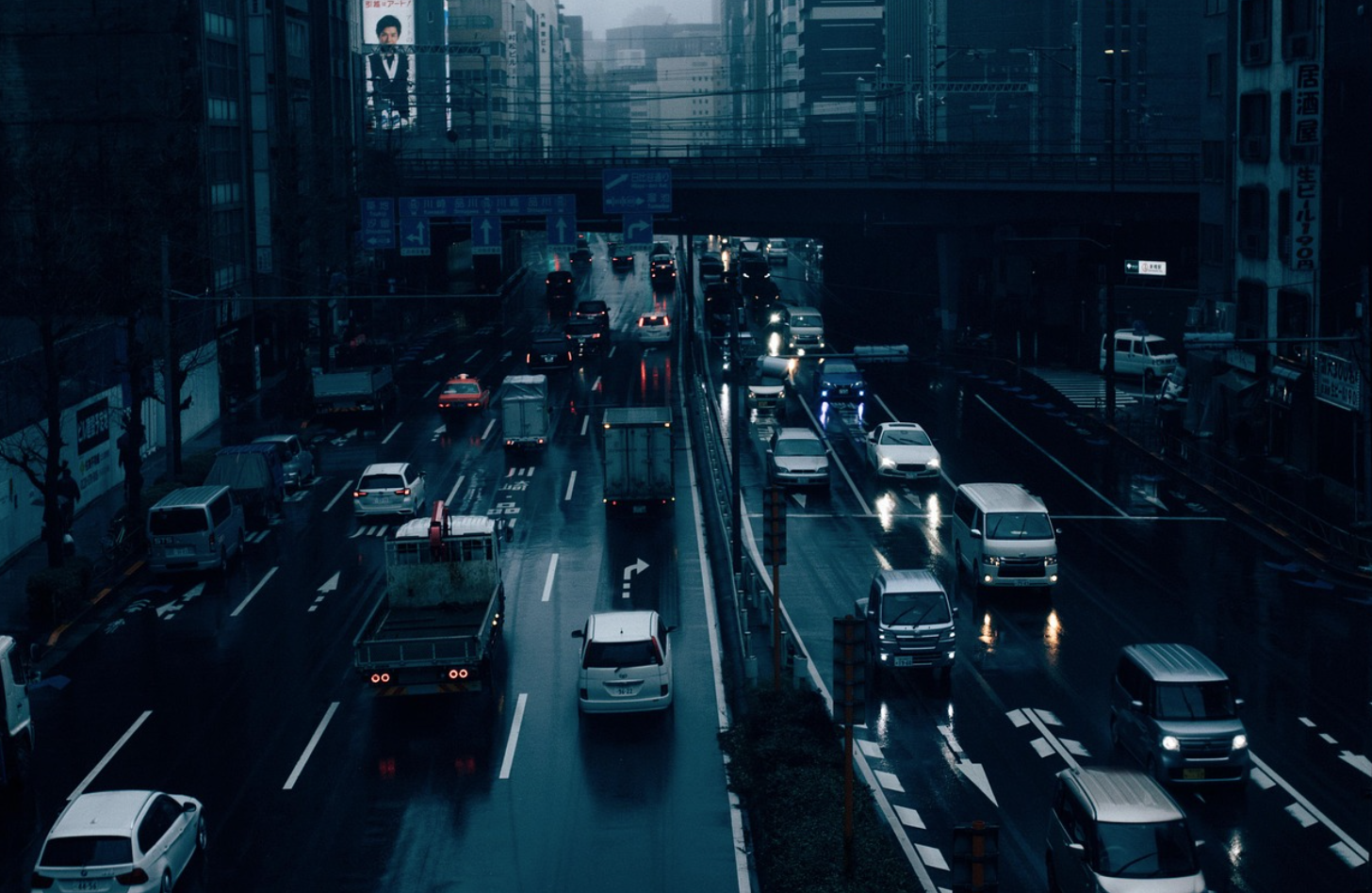 일본 밤 거리 사진