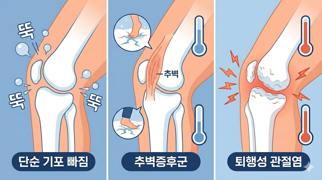 무릎에서 나는 소리, 종류별 원인 3가지