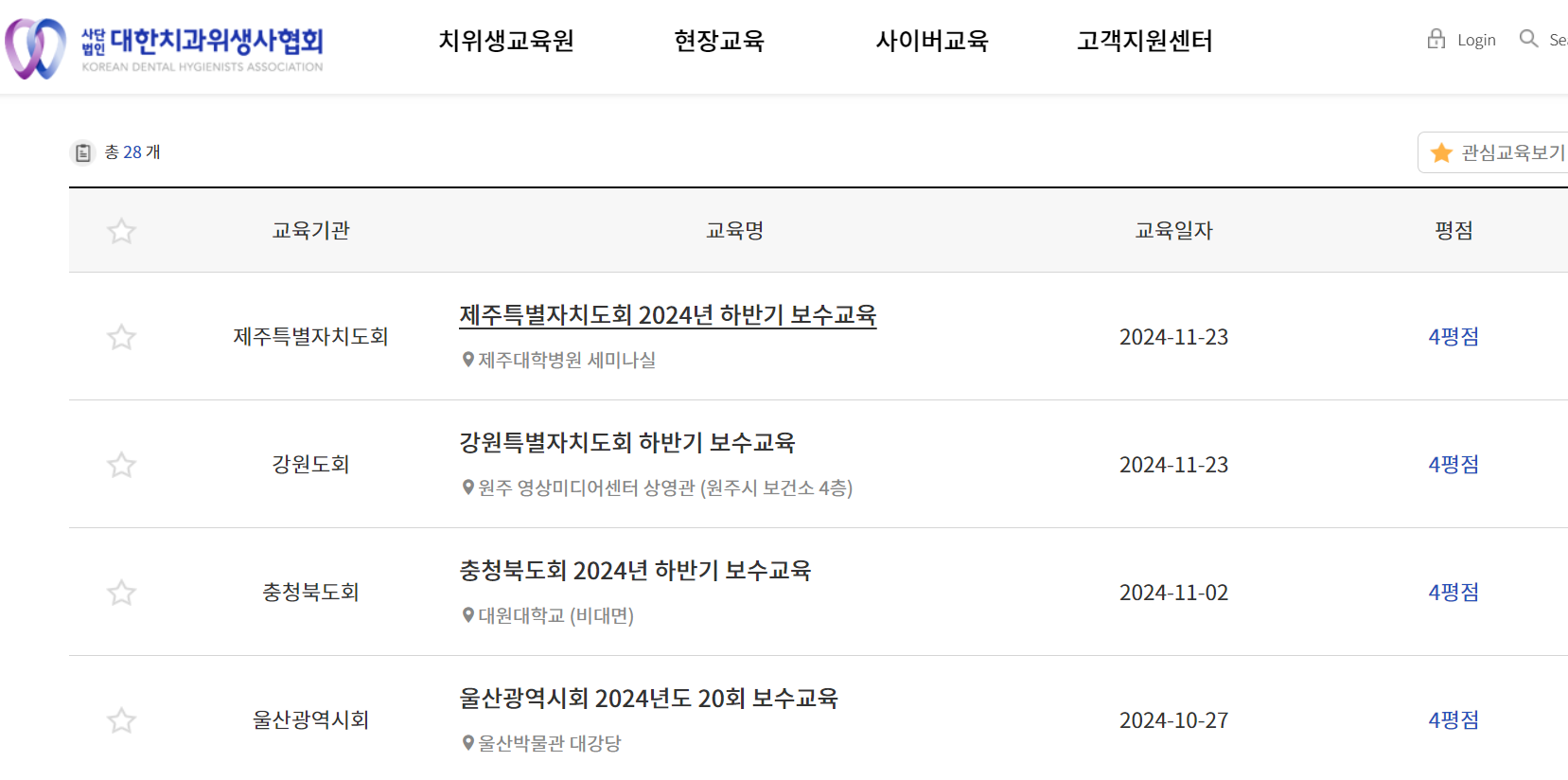 치위생사 보수교육 신청방법