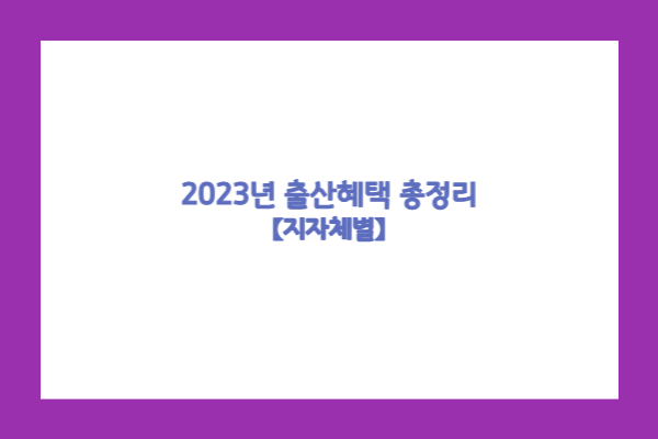 2023년 출산혜택