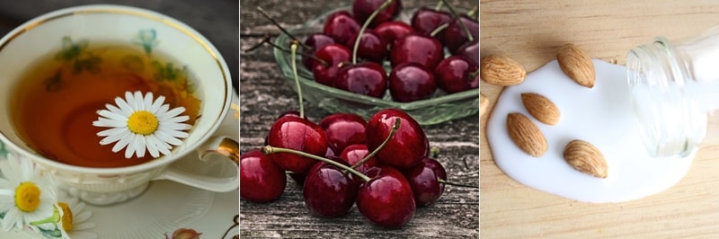 불면증과 숙면에 좋은 음료, 체리주스, 카모마일 차, 아몬드 우유
