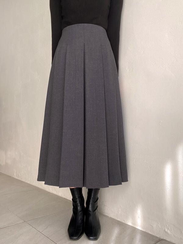 하이웨스트 A라인 플리츠 롱 가을 겨울 봄 스커트