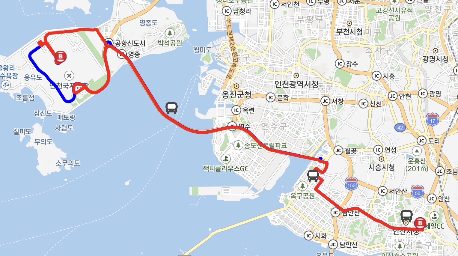 7000 공항버스 운행지도