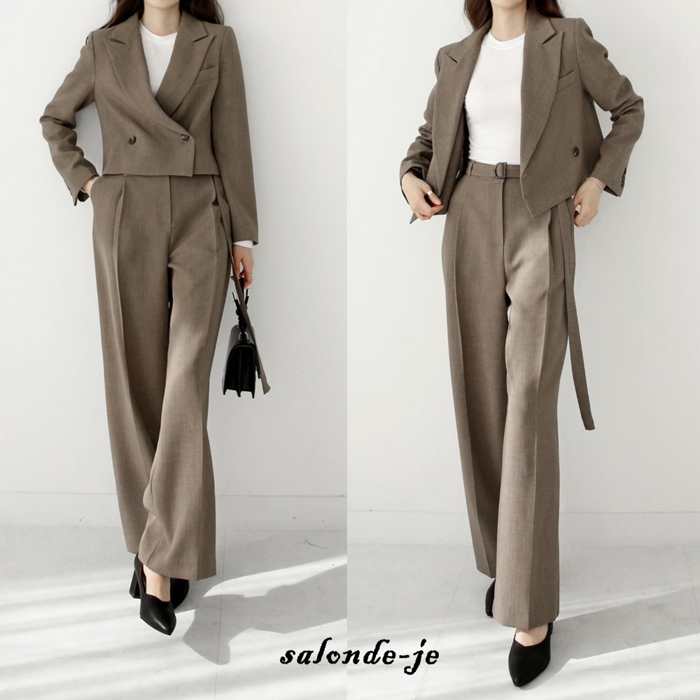 가을 크롭자켓 바지 투피스 셋업 수트 여자세미정장 명품스타일 여성정장 세트