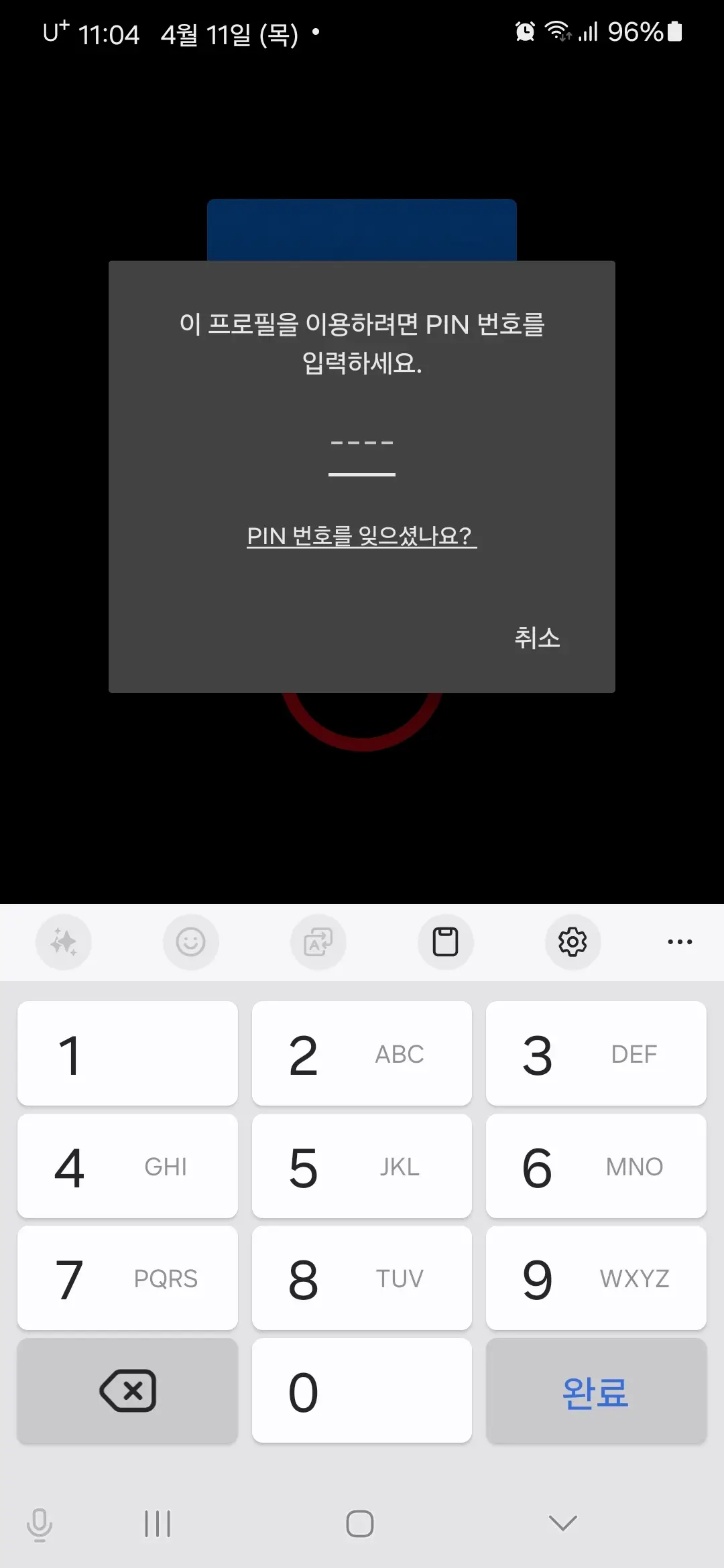 핀번호 4자리 입력