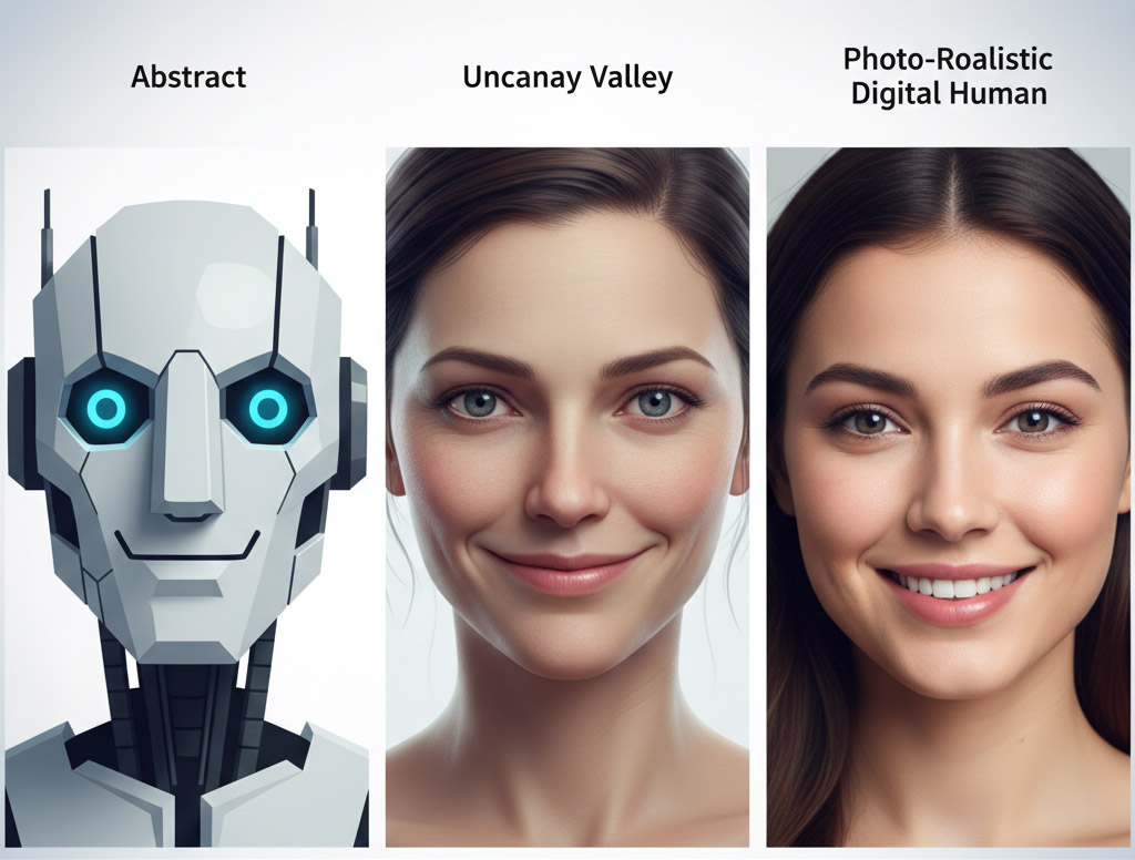 휴머노이드 얼굴과 브랜드 아이덴티티