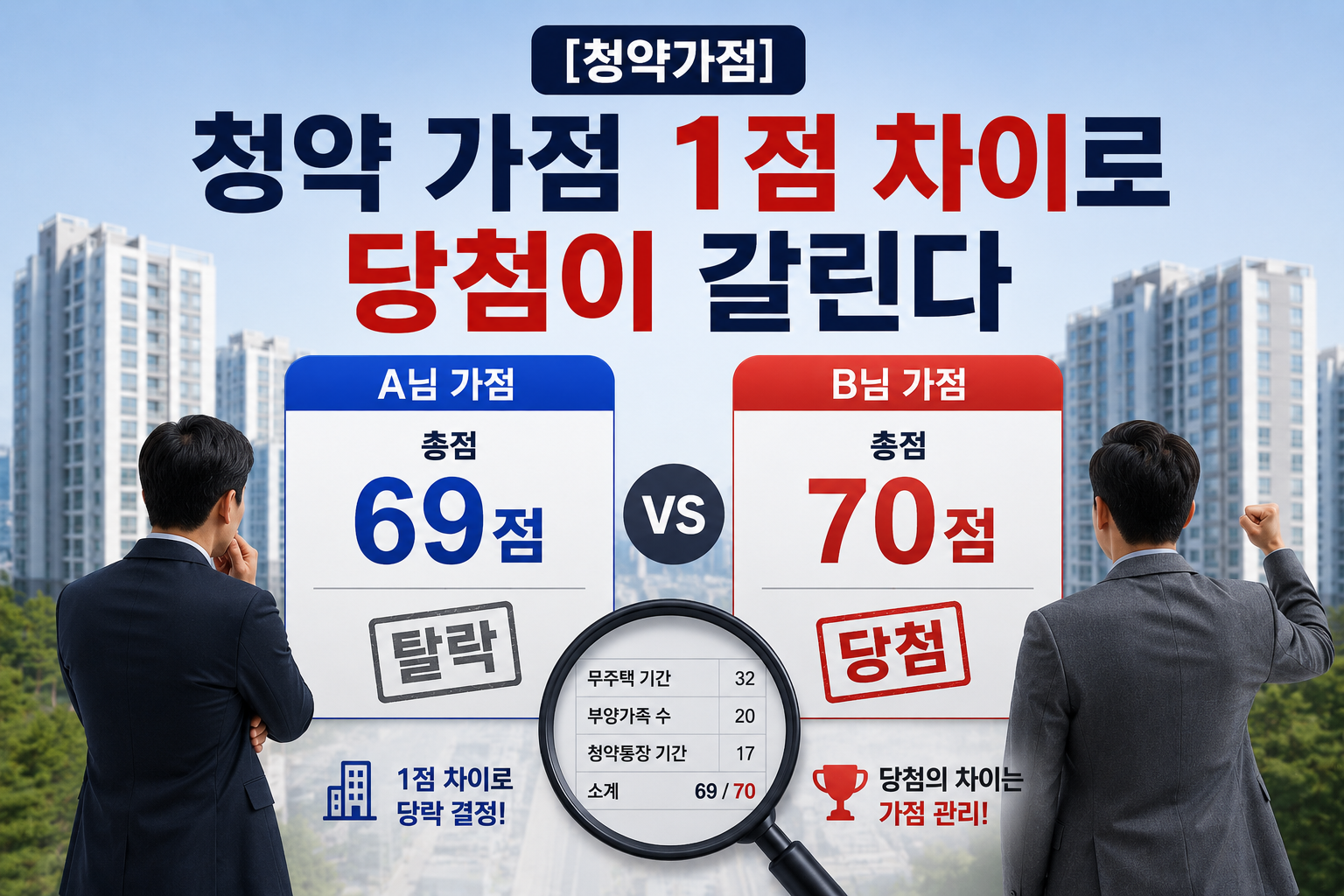 청약가점1점차이로 당첨갈린다