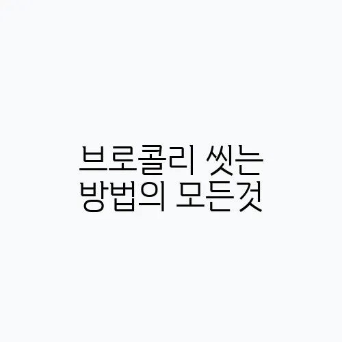 브로콜리 씻는 방법의 모든것