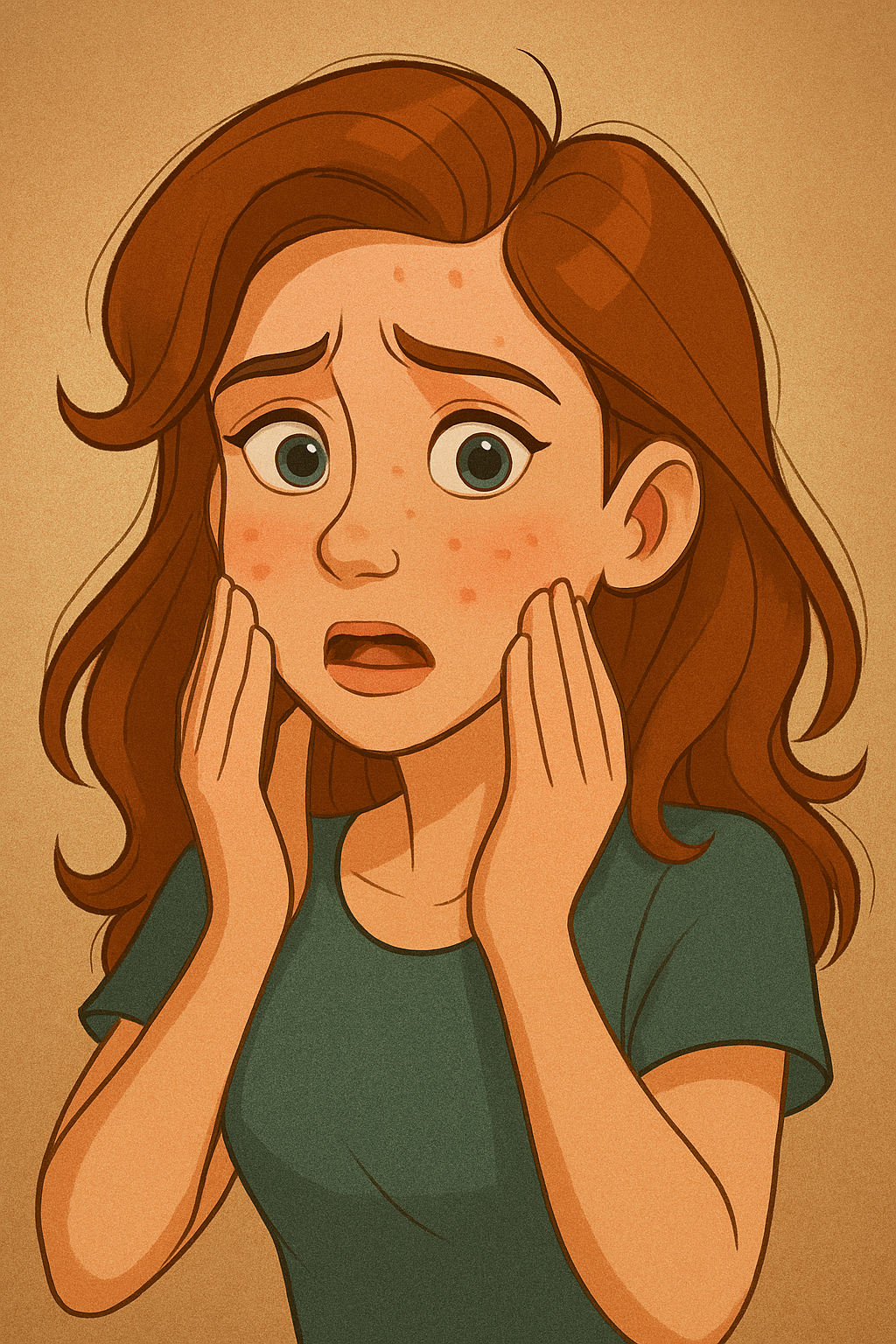 피부가 뒤집어져 당황한 여성