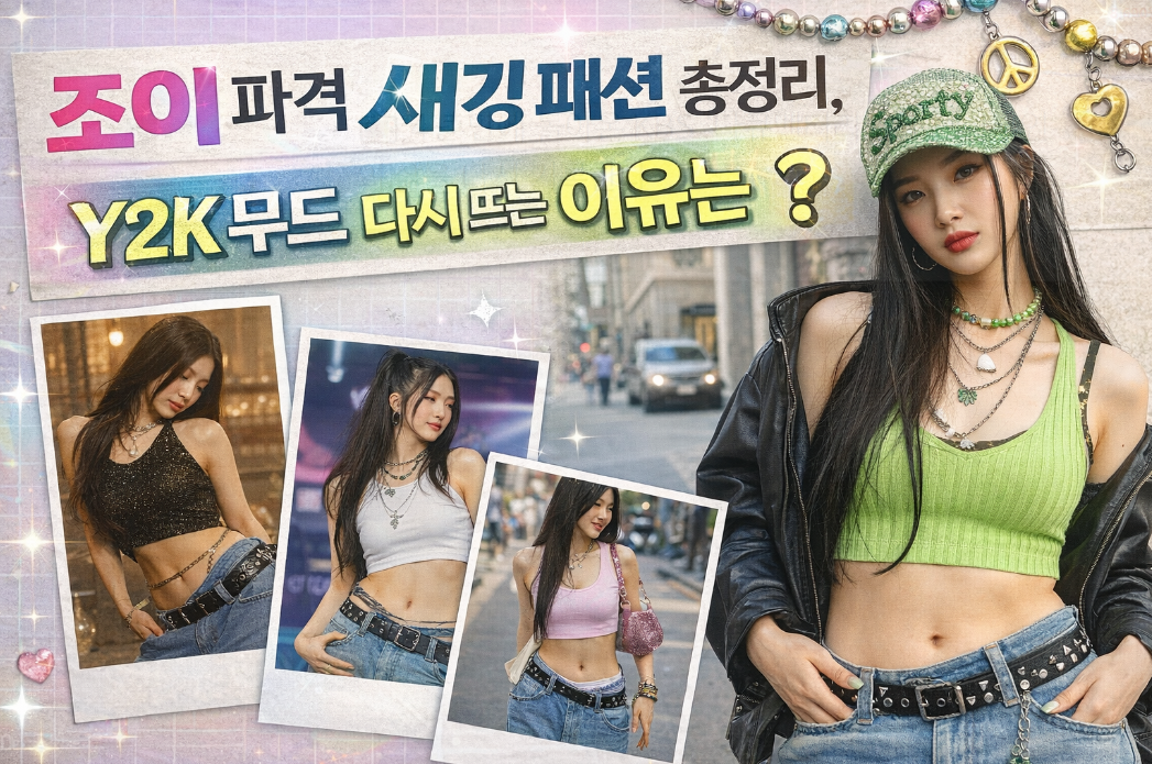 조이 파격 새깅 룩, Y2K 감성 3분 완벽 정리
