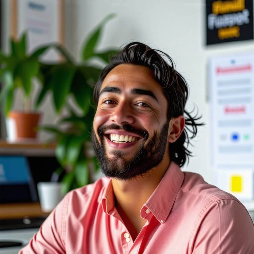 환히-웃고있는-턱수염이있는-남자